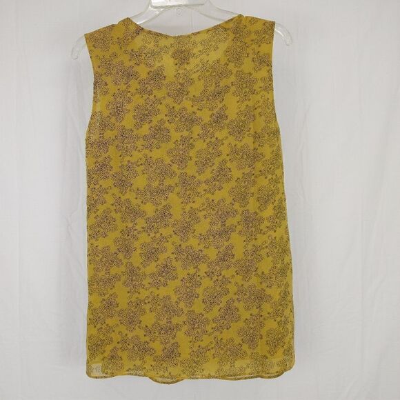 Cabi 3617 Paisley Blouse Yellow Modern Keyhole Top Sleeveless Size Small - Picture 9 of 9